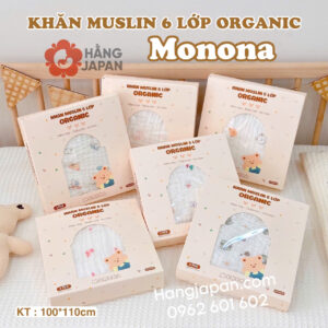Khăn muslin 6 lớp organic Monona hoạ tiết 100*110