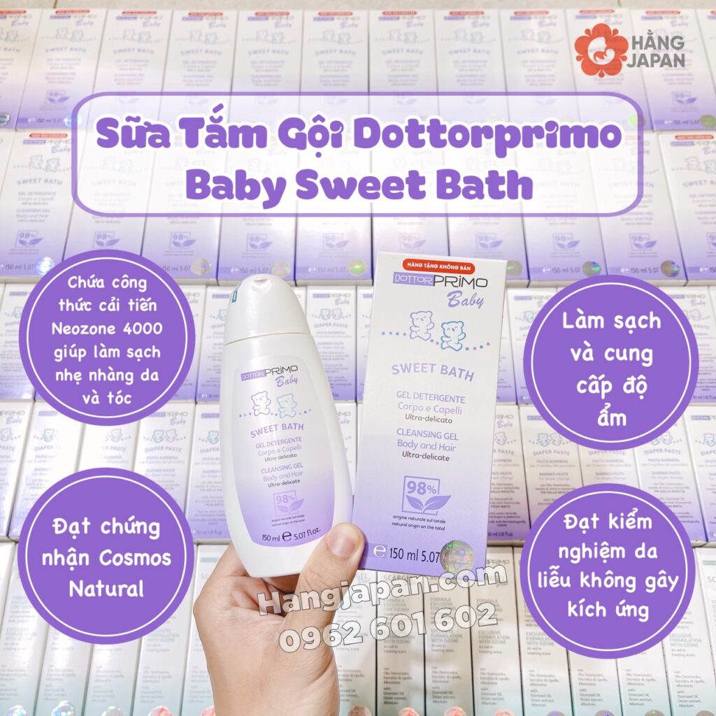 Sữa tắm gội cho bé DottorPrimo Baby Sweet Bath 150ml 9 Sữa Tắm Gội Cho Bé Dottorprimo Baby Sweet Bath 150ml (1)