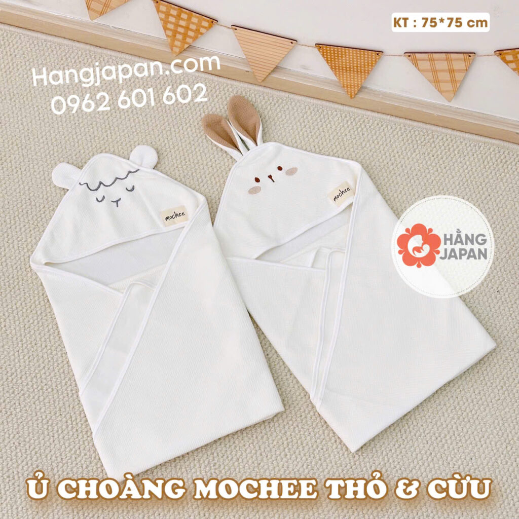 Ủ choàng Mochee Cotton Jacquard thêu thỏ, cừu 16 Ủ Choàng Mochee Cotton Jacquard Thêu Thỏ, Cừu (9)