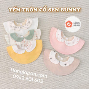 Yếm tròn cổ sen cotton hoạ tiết Bunny