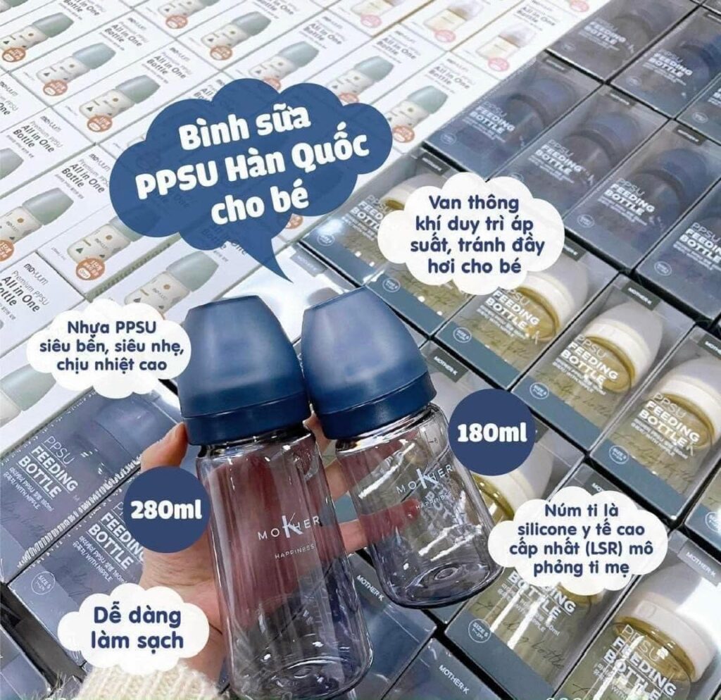 Bình sữa PPSU Mother-K Hàn màu xanh 41 Bình Sữa Ppsu Mother k Hàn Màu Xanh (2)