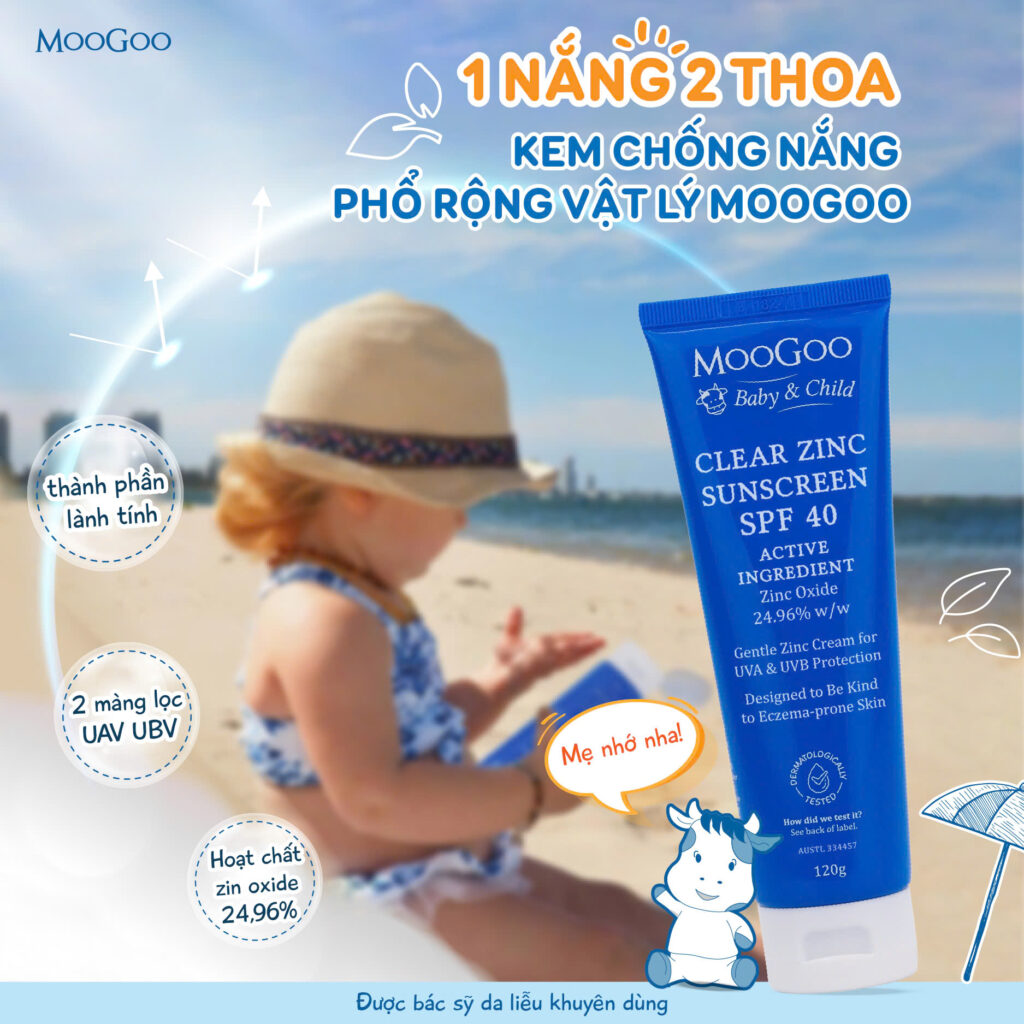 Kem chống nắng vật lý phổ rộng SPF 40+ ZinC cho bé Moogoo 120gr 32 Kem Chống Nắng Vật Lý Phổ Rộng Spf 40+ Zinc Cho Bé Moogoo 120gr (2)