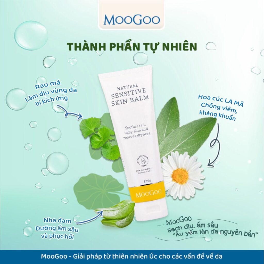 Kem dưỡng da nhạy cảm viêm da cơ địa chiết xuất rau má Moogoo 120g 11 Kem duong viem da co dia chiet xuat rau ma moogoo 0m 120g 1