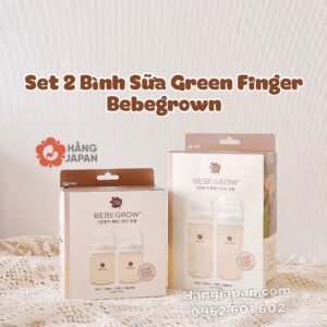 Bình sữa BeBeGrow Green Finger màu KEM XANH SET ĐÔI ( không núm)