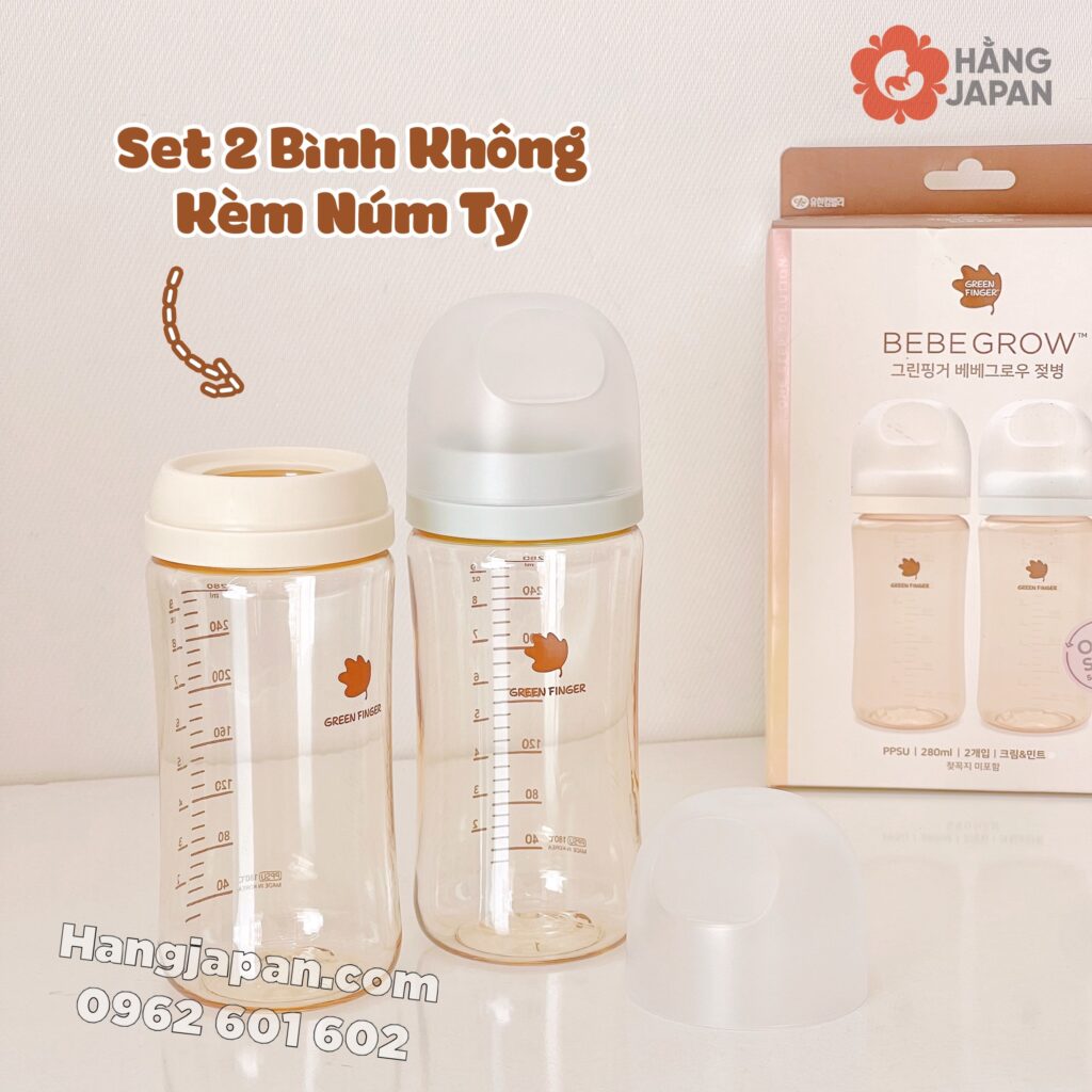 Bình sữa BeBeGrow Green Finger màu KEM XANH SET ĐÔI ( không núm) 20 Bình Sữa Bebegrow Green Finger Màu Kem Xanh Set ĐÔi ( Không Núm) (9)