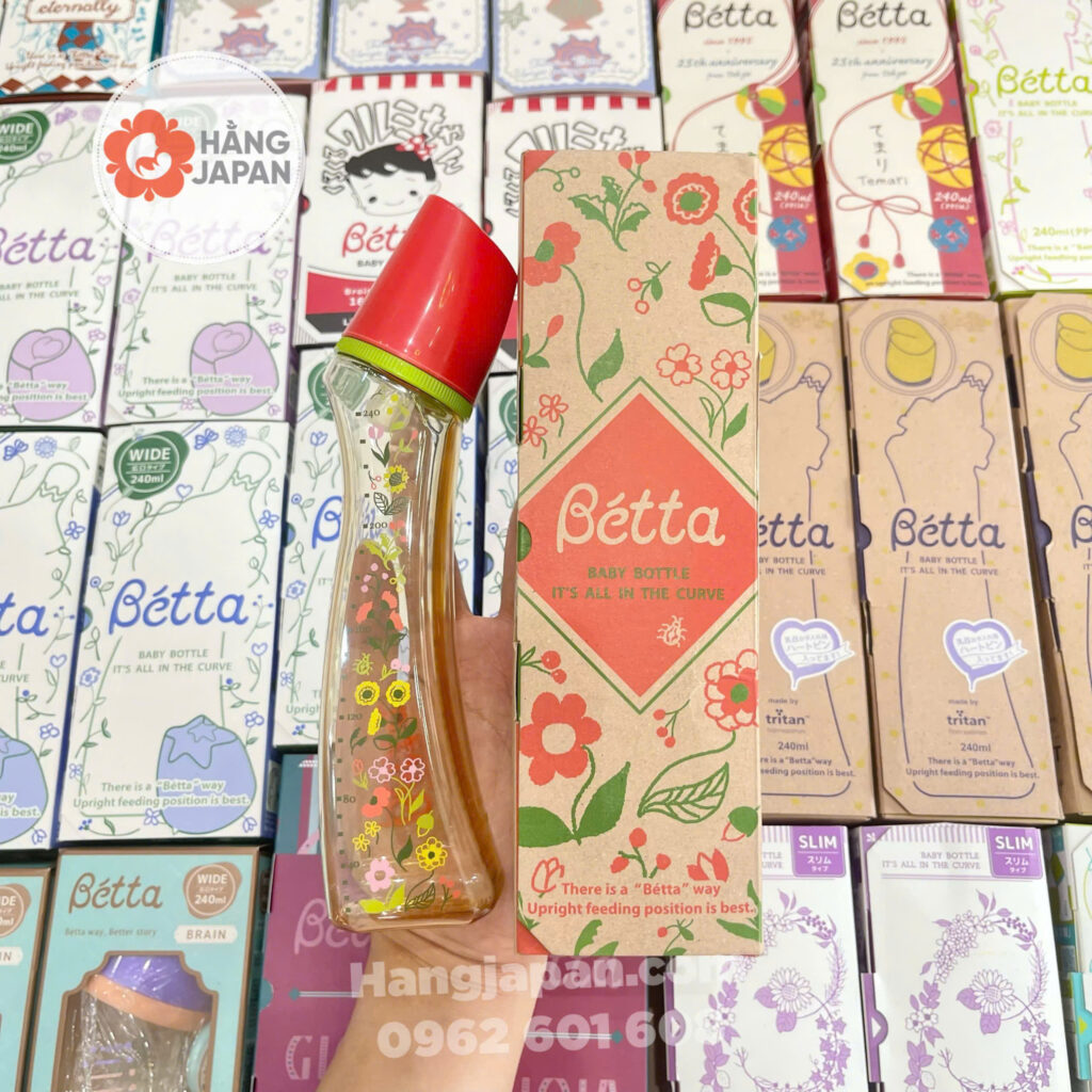 Bình sữa Betta PPSU cổ hẹp 240ml Hoa đỏ limited 30 Bình Sữa Betta Ppsu Cổ Hẹp 240ml Hoa đỏ Limited (2)
