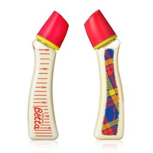 Bình sữa Betta PPSU cổ hẹp 240ml Tartan sọc đỏ xanh