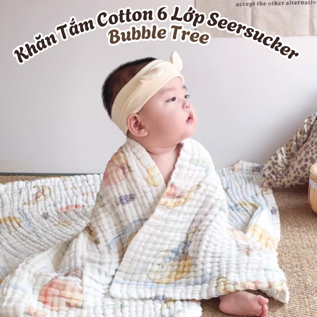 Khăn Tắm Cotton 6 Lớp Bubble Tree 120*120cm 5 Khăn Tắm Cotton 6 Lớp Bubble Tree 120120cm
