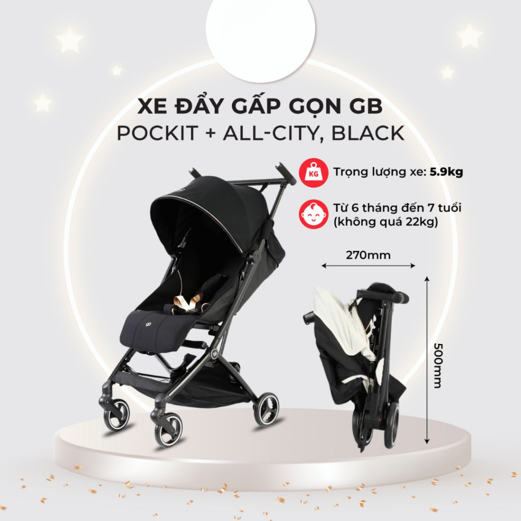Xe đẩy gấp gọn GB Pockit + All-City Black 15 Xe đẩy Gấp Gọn Gb Pockit + All city Black (1)