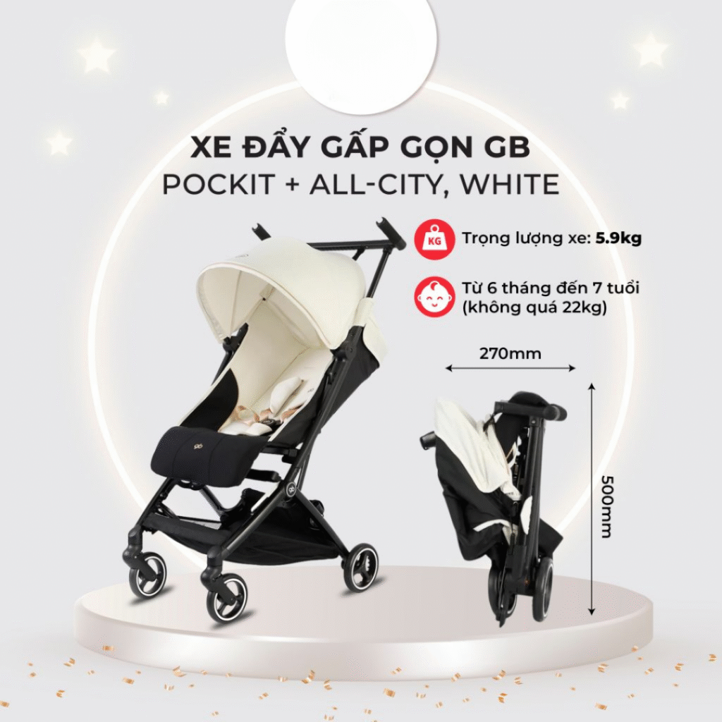 Xe đẩy gấp gọn GB Pockit + All-City White 19 Xe đẩy Gấp Gọn Gb Pockit + All city White (3)