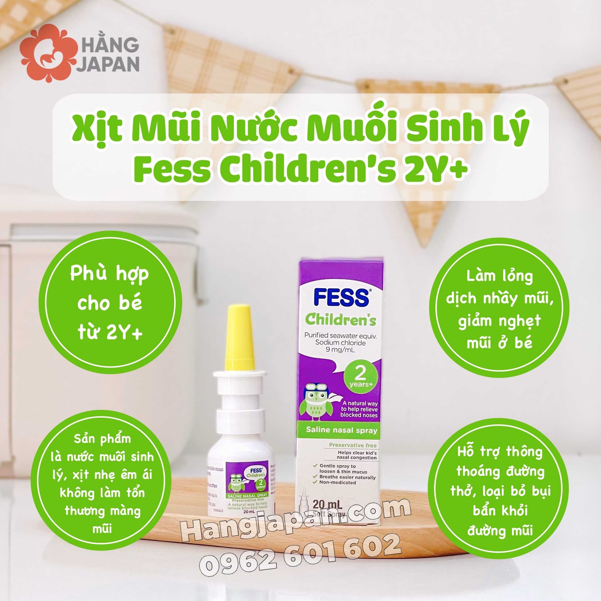 Xịt mũi nước muối sinh lý Fess Childrens 2y+ 20ml Xịt mũi nước muối sinh lý Fess Childrens 2y+ 20ml