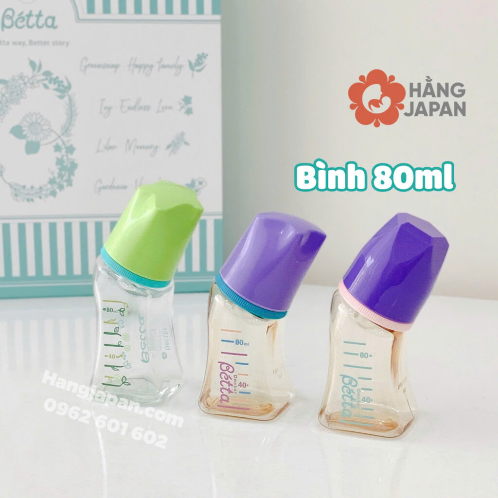 Bình sữa Betta PPSU Cổ Hẹp 80ml Tím hồng 31 Bình Sữa Betta Ppsu Cổ Hẹp 80ml Tím Hồng (1)