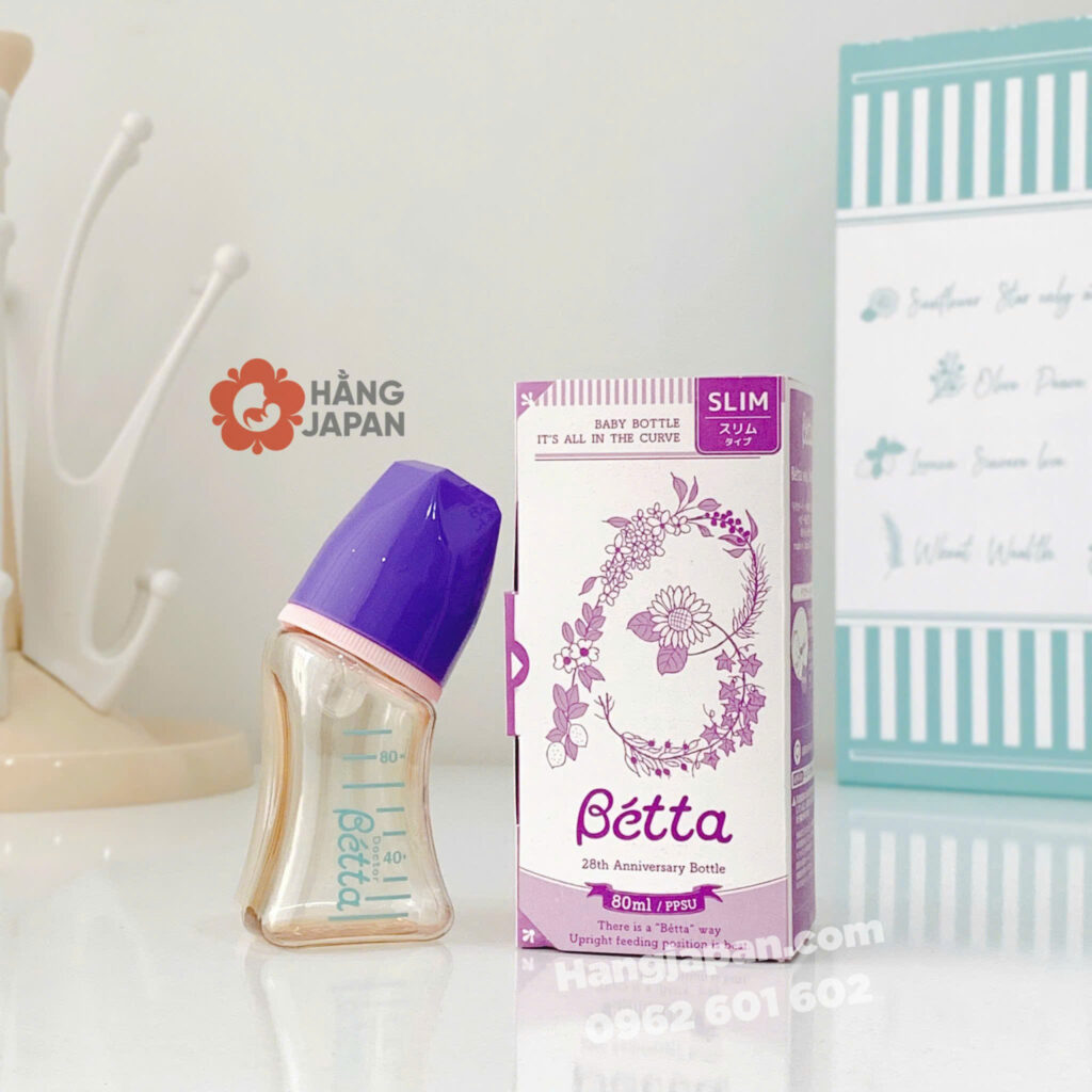 Bình sữa Betta PPSU Cổ Hẹp 80ml Tím hồng 29 Bình Sữa Betta Ppsu Cổ Hẹp 80ml Tím Hồng (2)