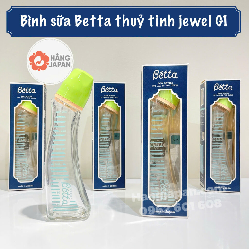 Bình Sữa Betta Thuỷ Tinh Cổ Hẹp G1 280ml Xanh (4)