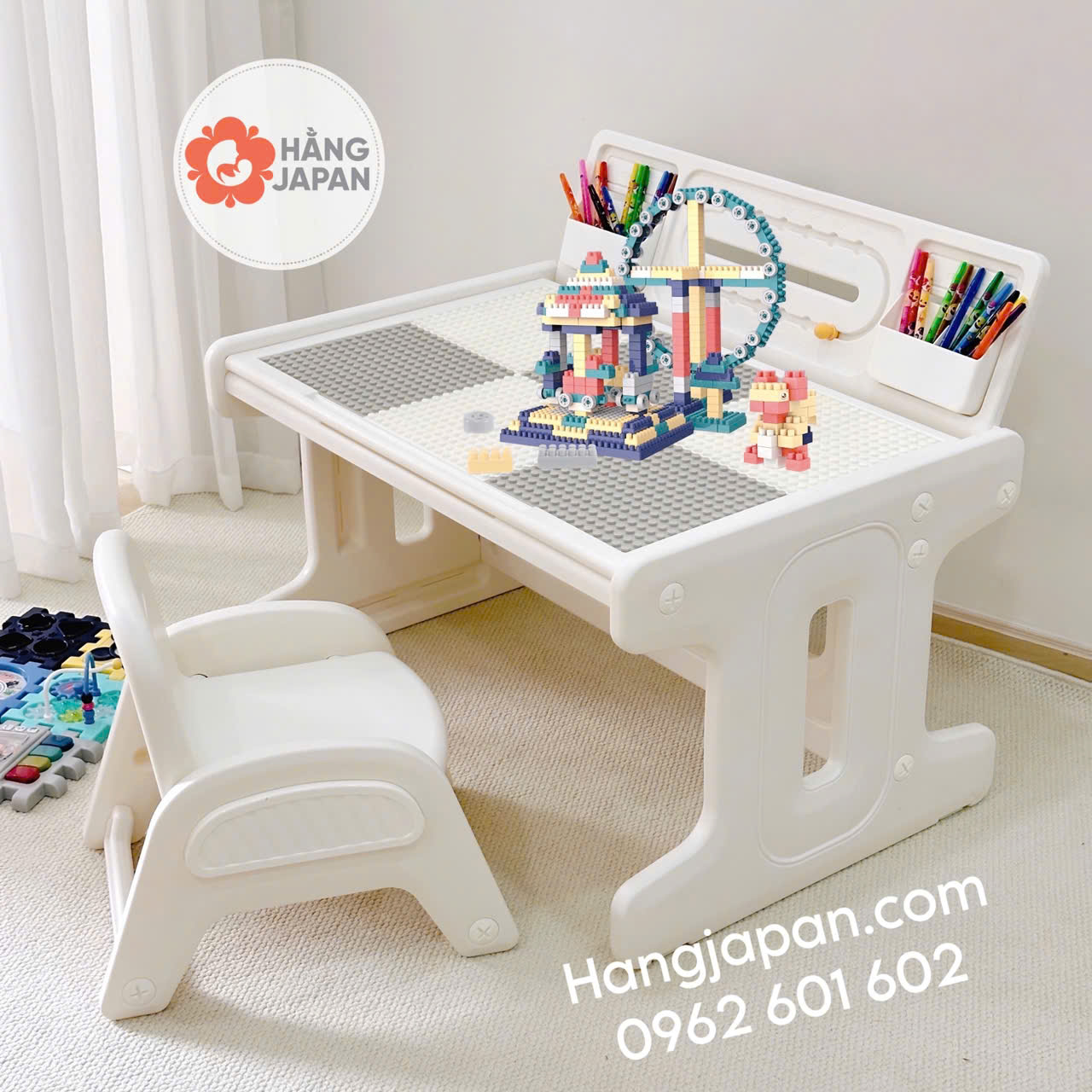 Bộ bàn ghế lego xếp hình đa năng cho bé Babyviva Bộ bàn ghế lego xếp hình đa năng cho bé Babyviva