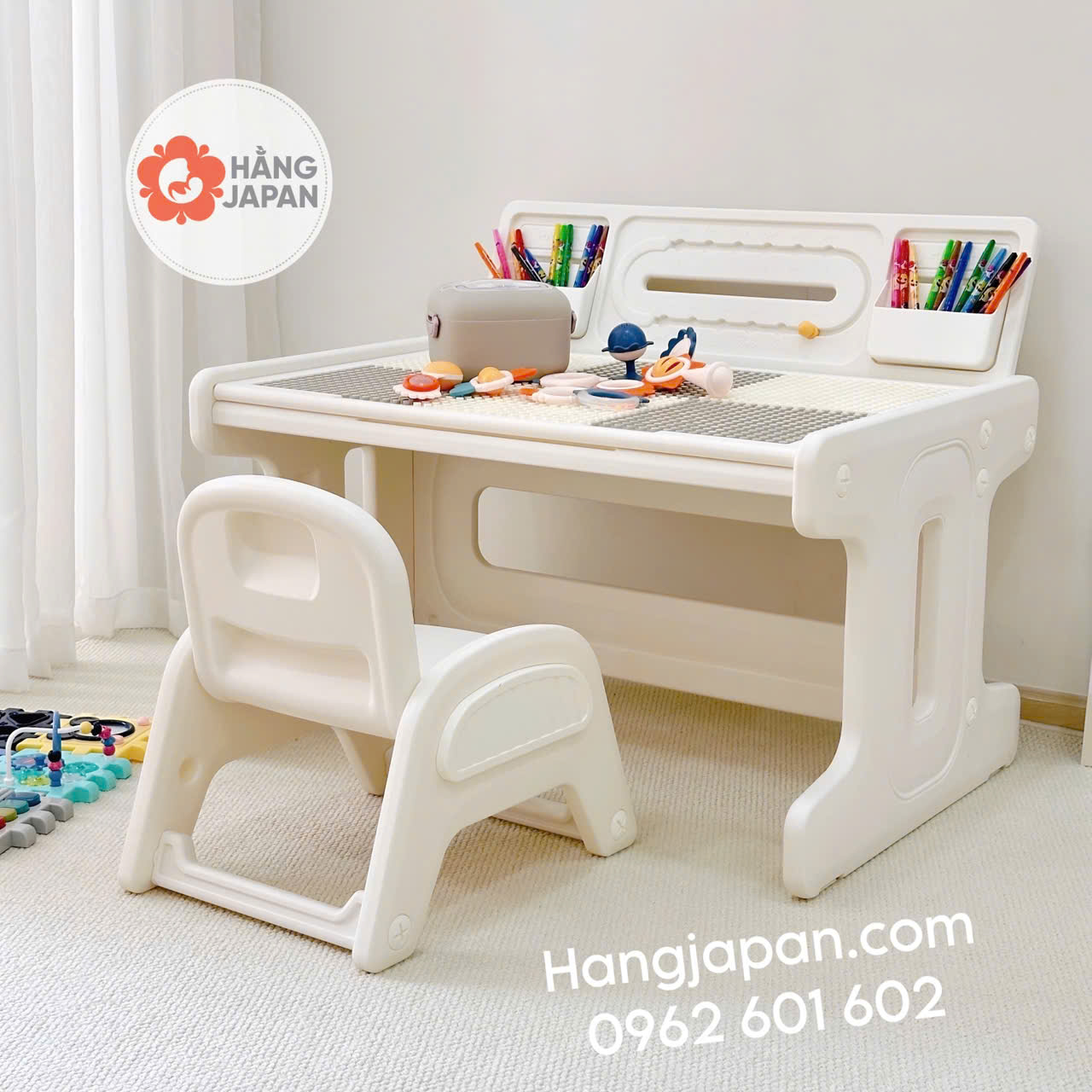 Bộ bàn ghế lego xếp hình đa năng cho bé Babyviva Bộ bàn ghế lego xếp hình đa năng cho bé Babyviva