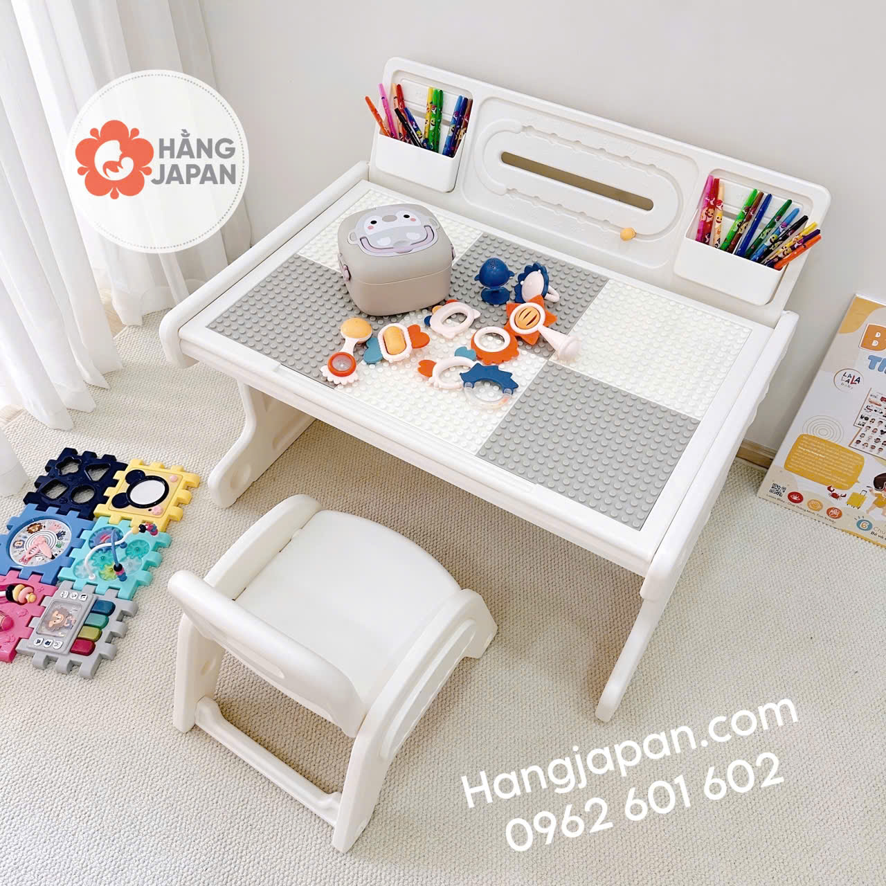 Bộ bàn ghế lego xếp hình đa năng cho bé Babyviva Bộ bàn ghế lego xếp hình đa năng cho bé Babyviva