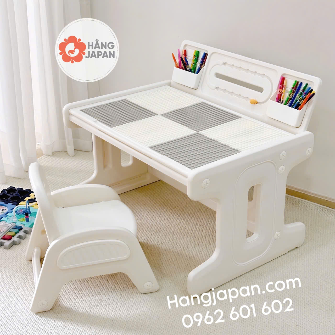Bộ bàn ghế lego xếp hình đa năng cho bé Babyviva Bộ bàn ghế lego xếp hình đa năng cho bé Babyviva