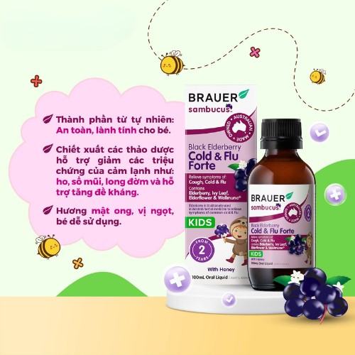 Brauer Siro cảm cúm cold &flu forte 100ml 2y+ Brauer Siro cảm cúm cold &flu forte 100ml 2y+