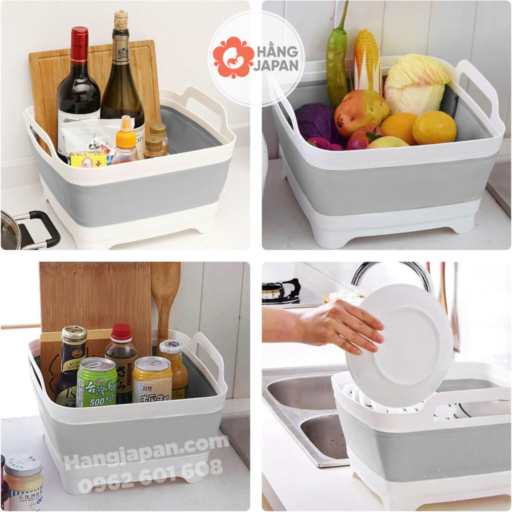 Chậu gấp gọn hình vuông 2 in 1 có lỗ thoát nước (30*30) 20 Chậu Gấp Gọn Hình Vuông 2 In 1 Có Lỗ Thoát Nước (3033)
