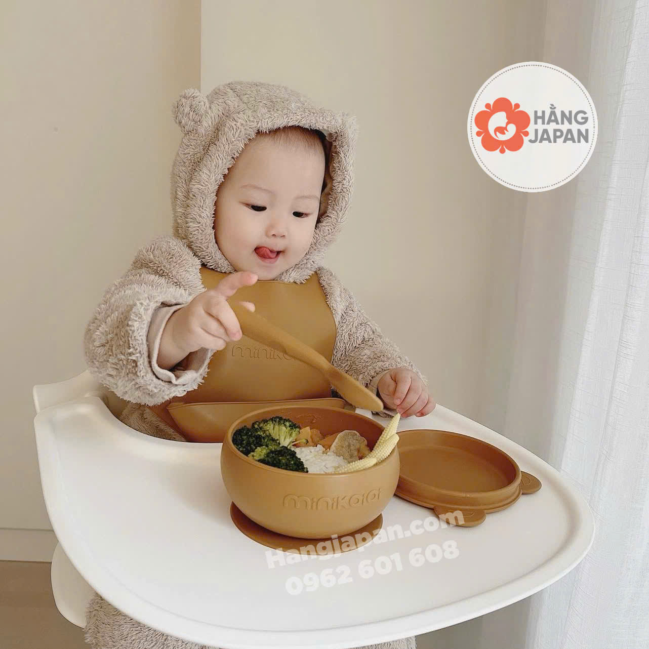 Chén ăn kèm nắp đậy silicone MinikOiOi Chén ăn kèm nắp đậy silicone MinikOiOi