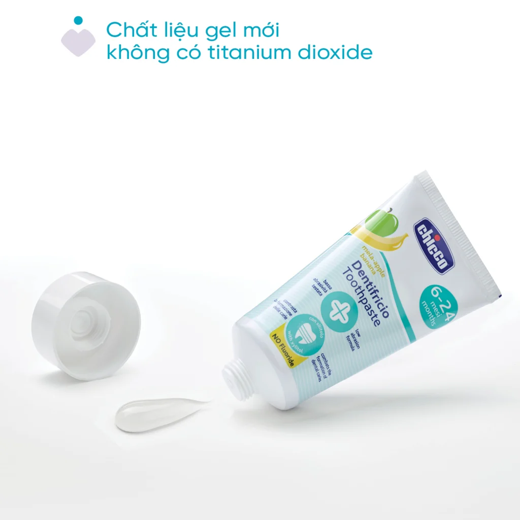 Chicco Kem đánh răng chuối táo 6m+ 20 Chicco Kem đánh Răng Chuối Táo 6m+ (3)