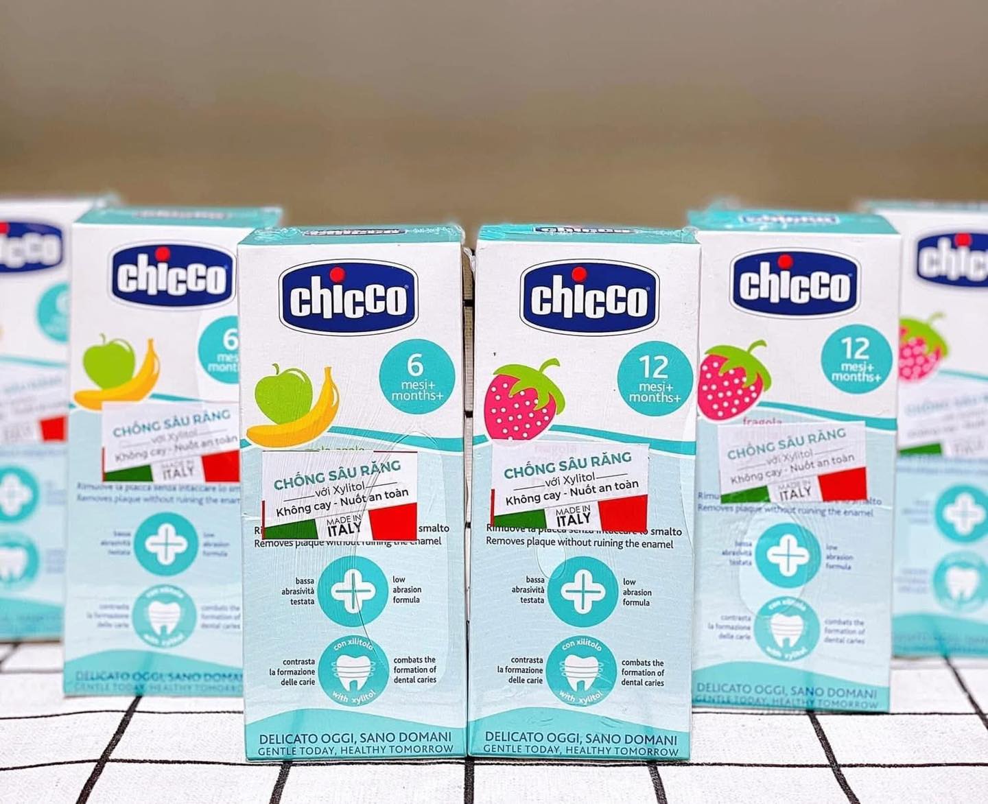 Chicco Kem đánh răng chuối táo 6m+ Chicco Kem đánh răng chuối táo 6m+