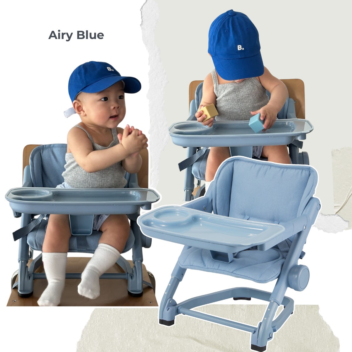 Ghế ăn dặm gấp gọn tiện lợi 3 trong 1 Unilove Feed Me Airy Blue Ghế ăn dặm gấp gọn tiện lợi 3 trong 1 Unilove Feed Me Airy Blue