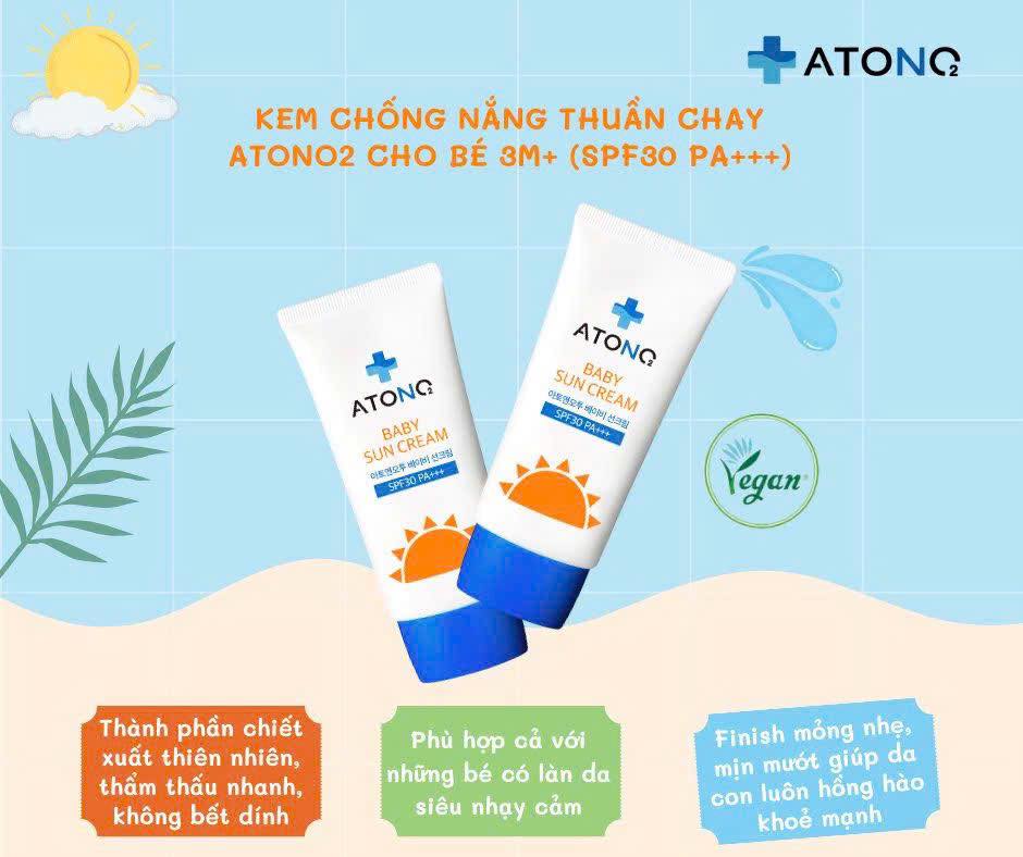 Kem chống nắng thuần chay Atono2 Oxygen cho bé 6M+ Kem chống nắng thuần chay Atono2 Oxygen cho bé 6M+