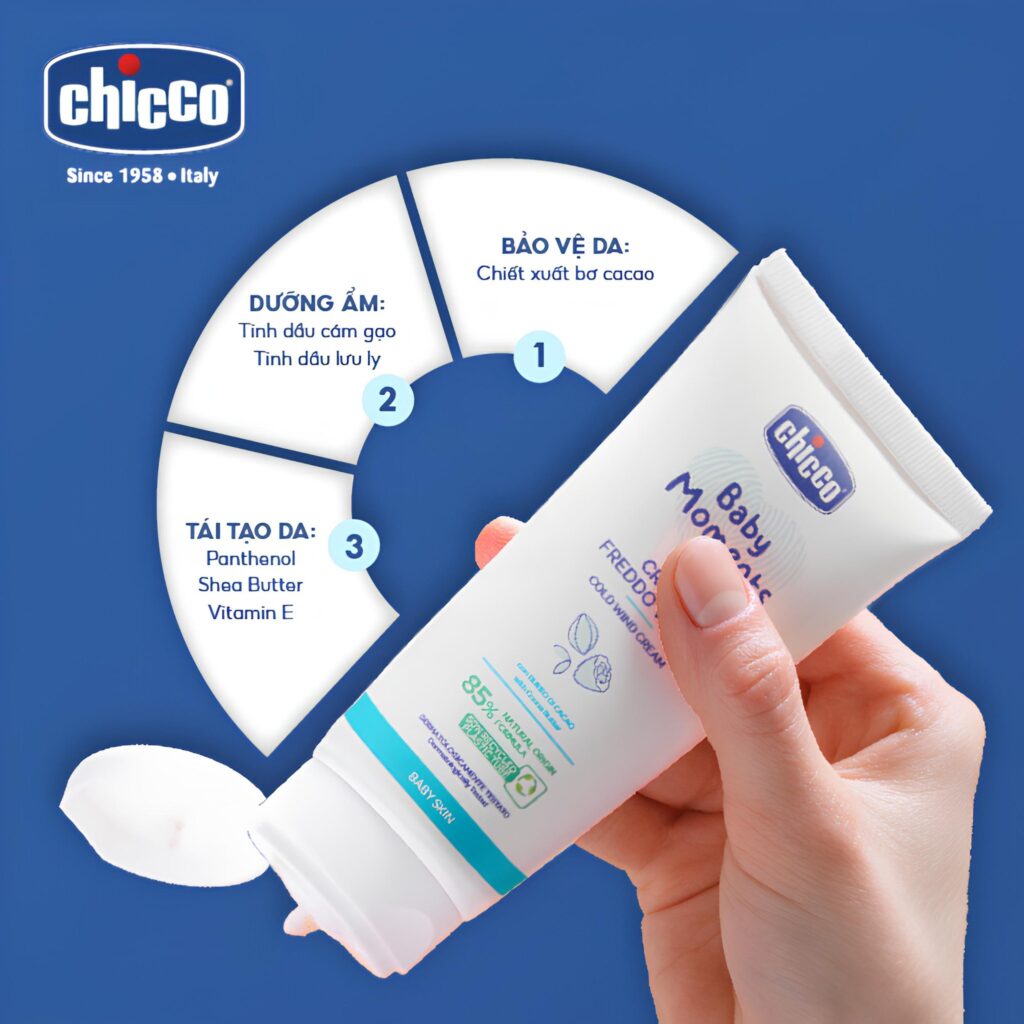 Kem dưỡng ẩm Chicco Bơ Cacao Cold Wind 0M+ 50ml 6 Kem Dưỡng ẩm Chicco Bơ Cacao Cold Wind 0m+ 50ml