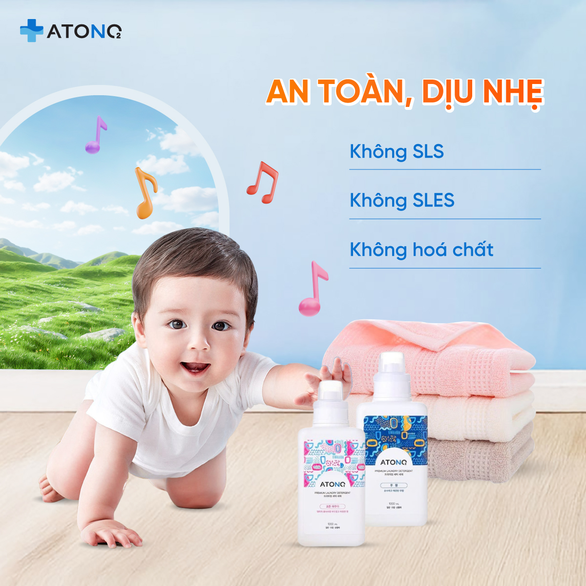 Nước xả thuần chay Atono2 1000ml Hương Cotton Powder Nước xả thuần chay Atono2 1000ml Hương Cotton Powder