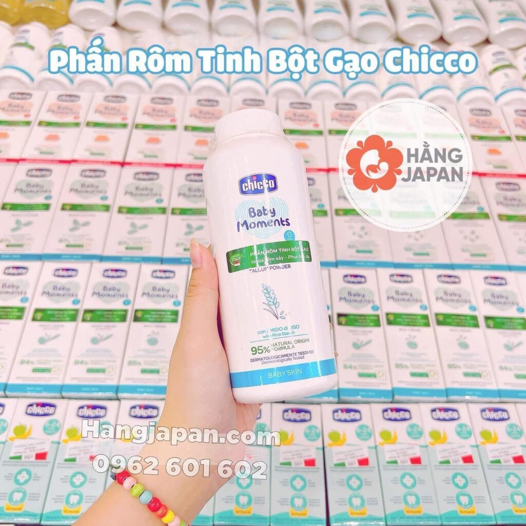 Phấn rôm tinh bột gạo Chicco 0M+ 150g 7 Phấn Rôm Tinh Bột Gạo Chicco 0m+ 150g (1)