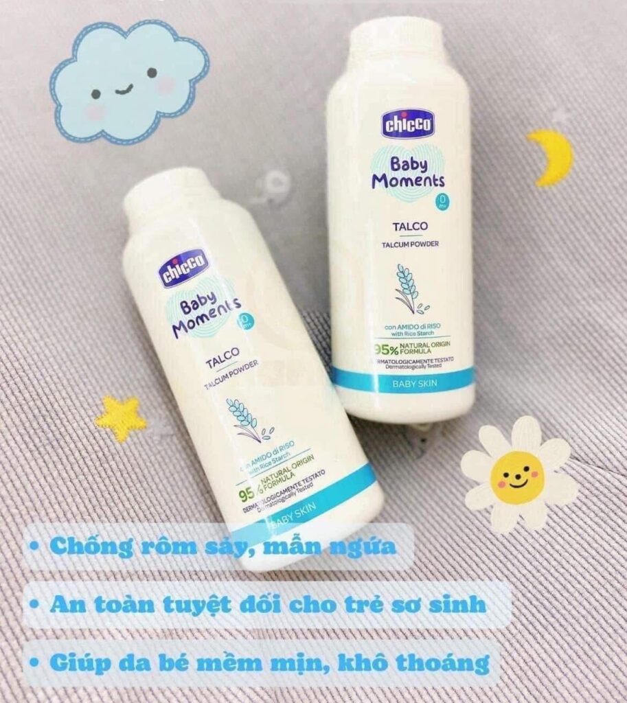 Phấn rôm tinh bột gạo Chicco 0M+ 150g 8 Phấn Rôm Tinh Bột Gạo Chicco 0m+ 150g (2)