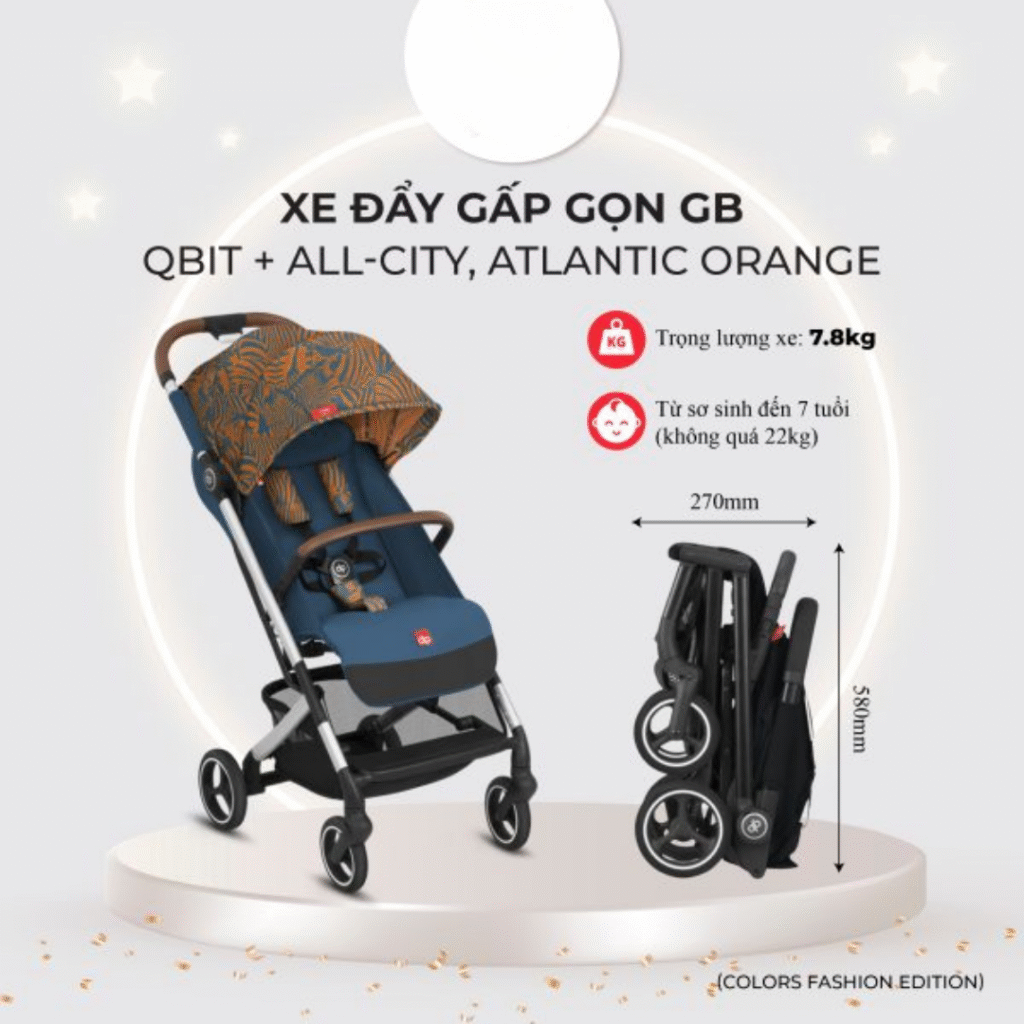 Xe đẩy gấp gọn GB Qbit + All-City Colors Fashion Edition Atlantic Orange 34 Xe đẩy Gấp Gọn Gb Qbit + All city Colors Fashion Edition Atlantic Orange (2)