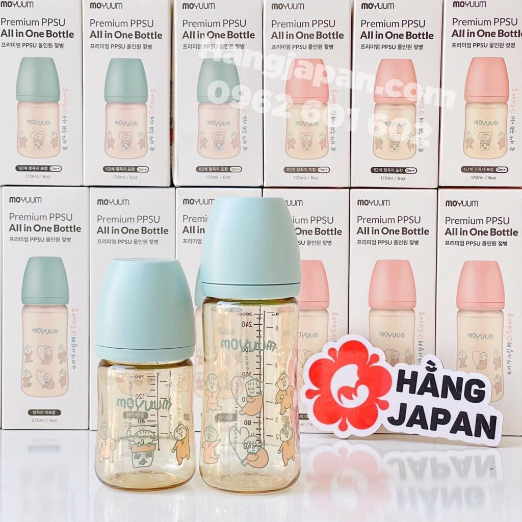 Bình sữa PPSU Moyuum Em bé Ogu xanh 13 Bình Sữa Ppsu Moyuum Em Bé Ogu Xanh (2)